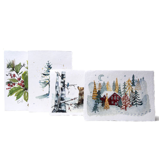 Winter’s Dream, Handmade Deckle-Edge Holiday Cards & Envelopes 5 pack