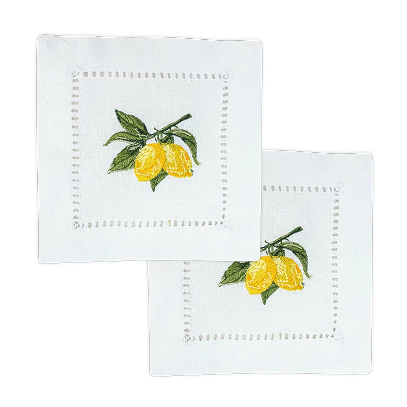 Personalized Lemon Hand Napkin, Name & Date embroidery