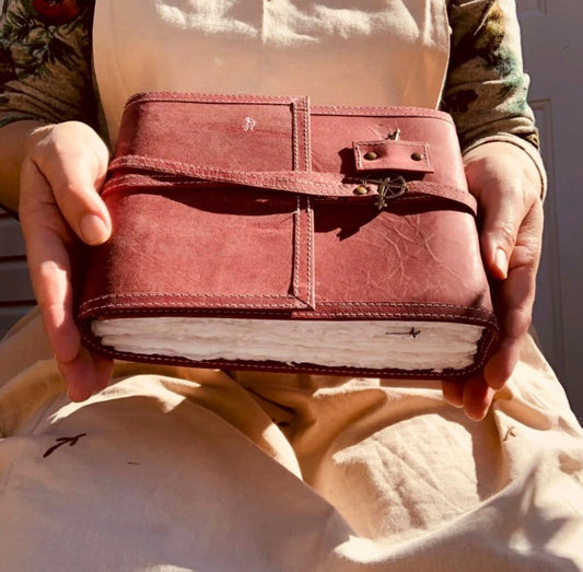 Cottagecore Watercolor Leather Journal 8x10 - Modestly Yours