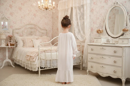 Mother & Daughter Matching Cotton Nightgown Set | Victorian Heirloom Sleepwear | Full Sleeve Maxi