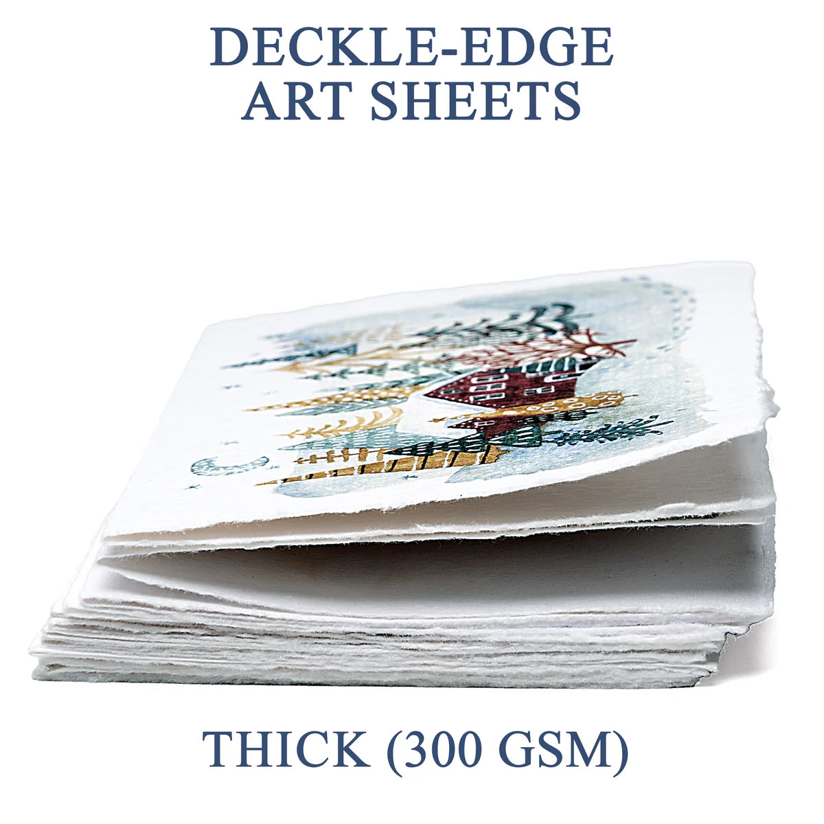 Winter’s Dream, Handmade Deckle-Edge Holiday Cards & Envelopes 5 pack