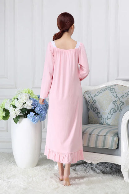 Mother & Daughter Matching Cotton Nightgown Set | Victorian Heirloom Sleepwear | Full Sleeve Maxi