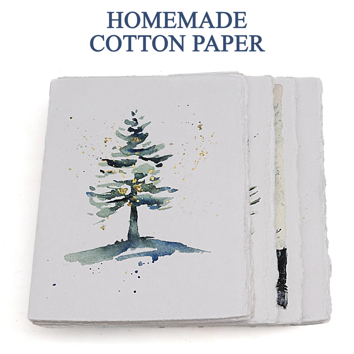 Winter’s Dream, Handmade Deckle-Edge Holiday Cards & Envelopes 5 pack