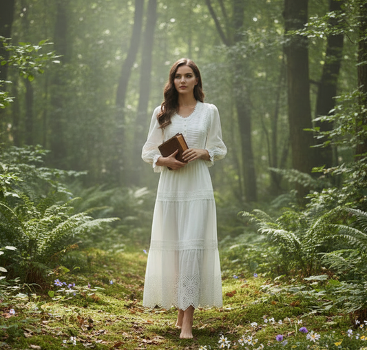 Cottage Dreams, White Heirloom Cotton Dress