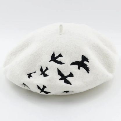 Embroidered Beret Wool Hat