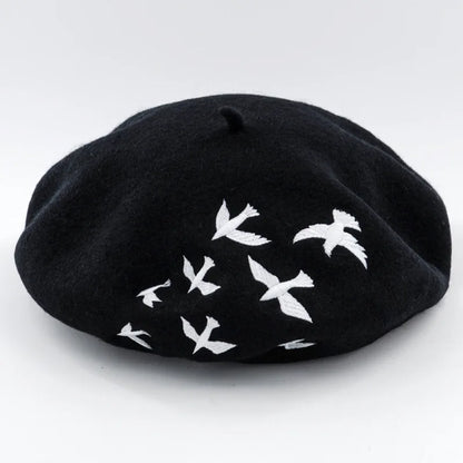 Embroidered Beret Wool Hat
