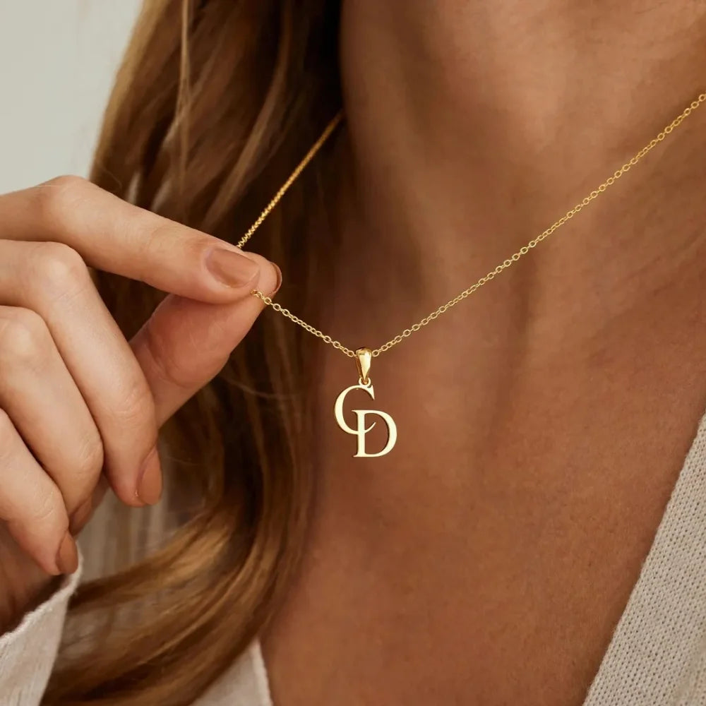 Jenine Elegant Custom Initials Necklace, Personalize Jewelry