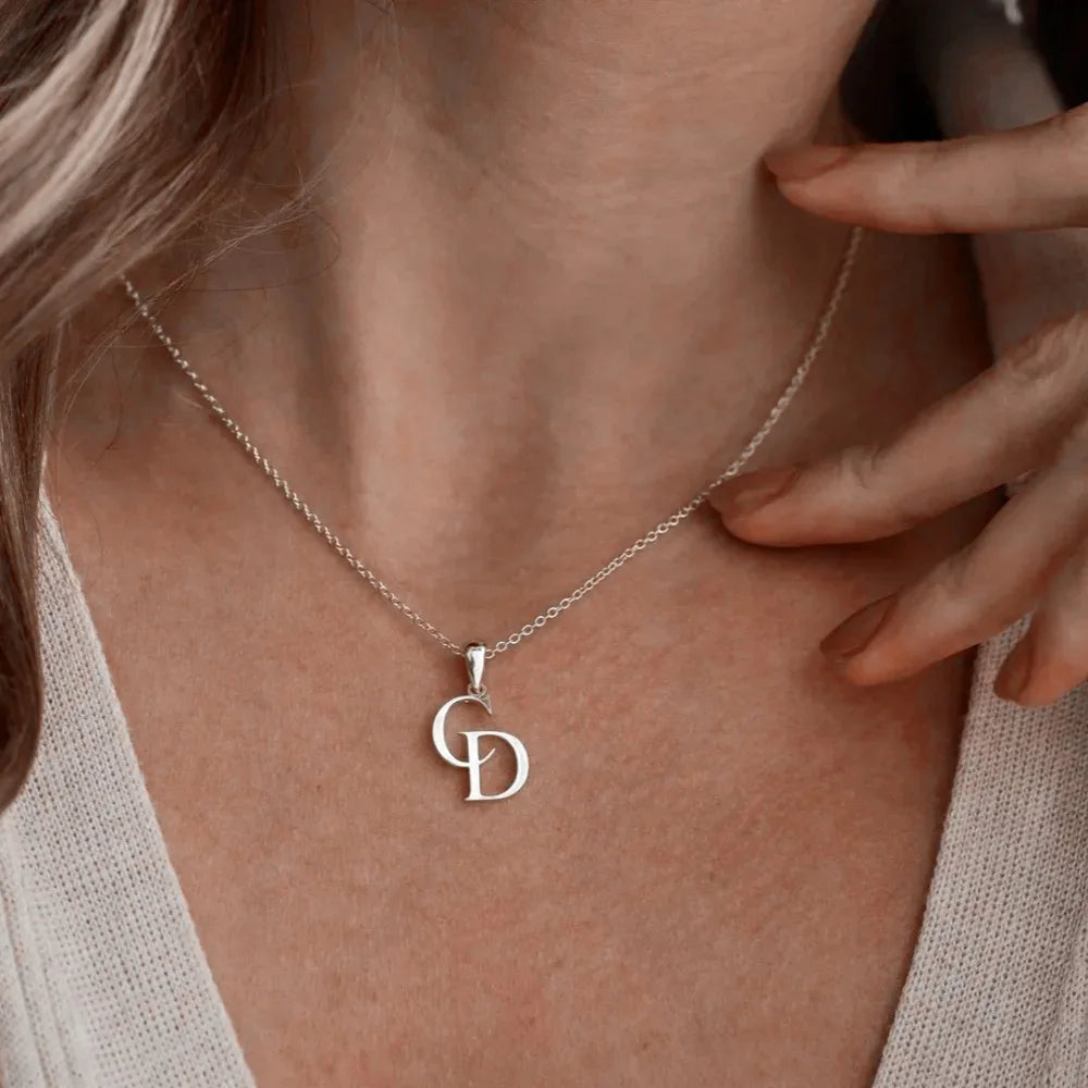 Jenine Elegant Custom Initials Necklace, Personalize Jewelry