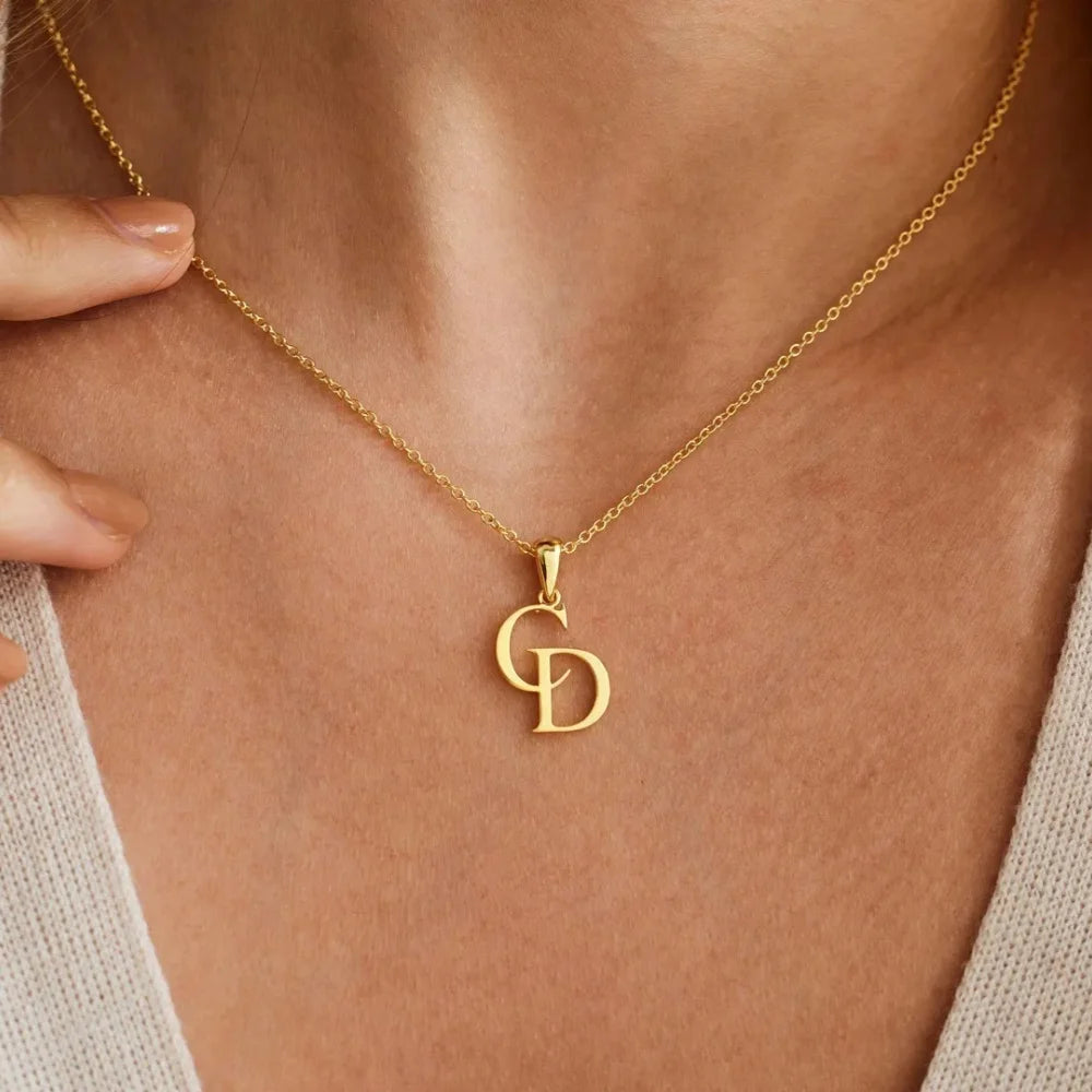 Jenine Elegant Custom Initials Necklace, Personalize Jewelry
