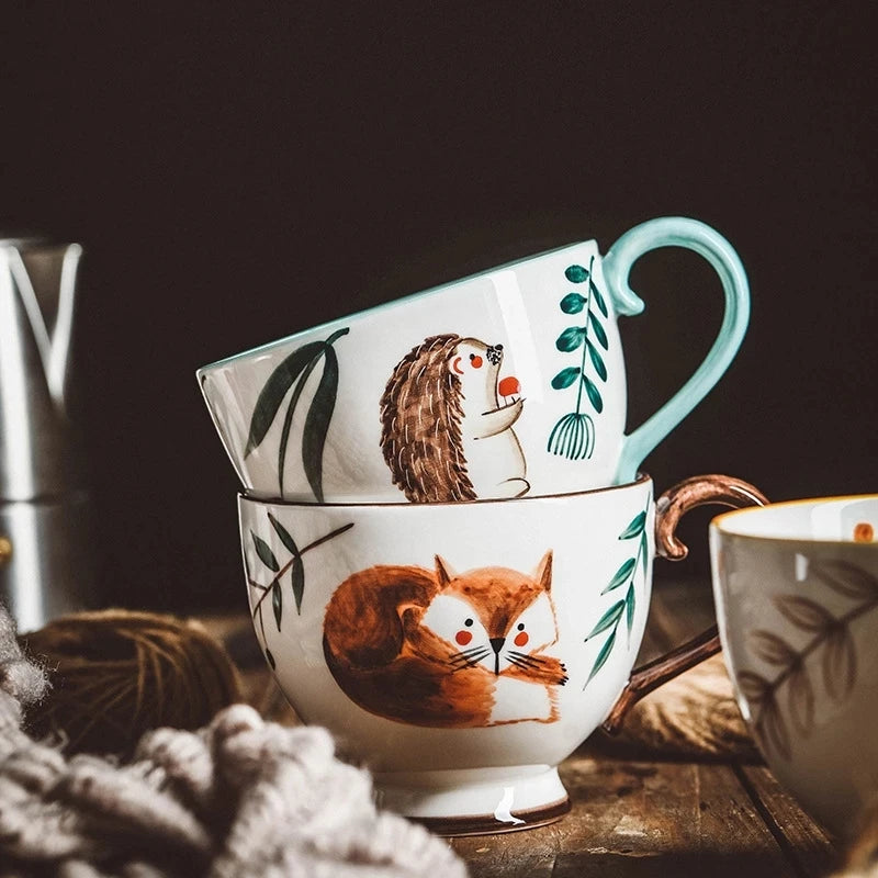 Nordic Ceramic Coffee Mugs, Hand-Painted