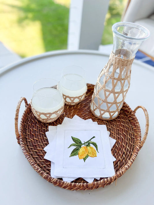 Personalized Lemon Hand Napkin, Name & Date embroidery