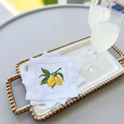 Personalized Lemon Hand Napkin, Name & Date embroidery