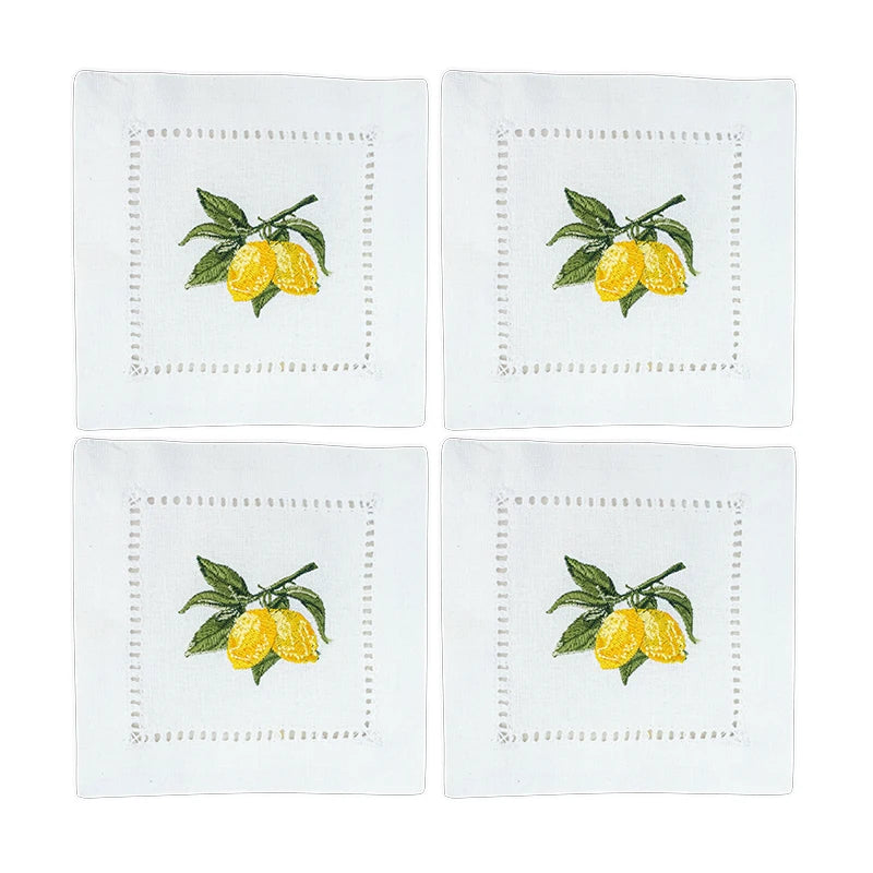 Personalized Lemon Hand Napkin, Name & Date embroidery