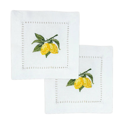 Personalized Lemon Hand Napkin, Name & Date embroidery