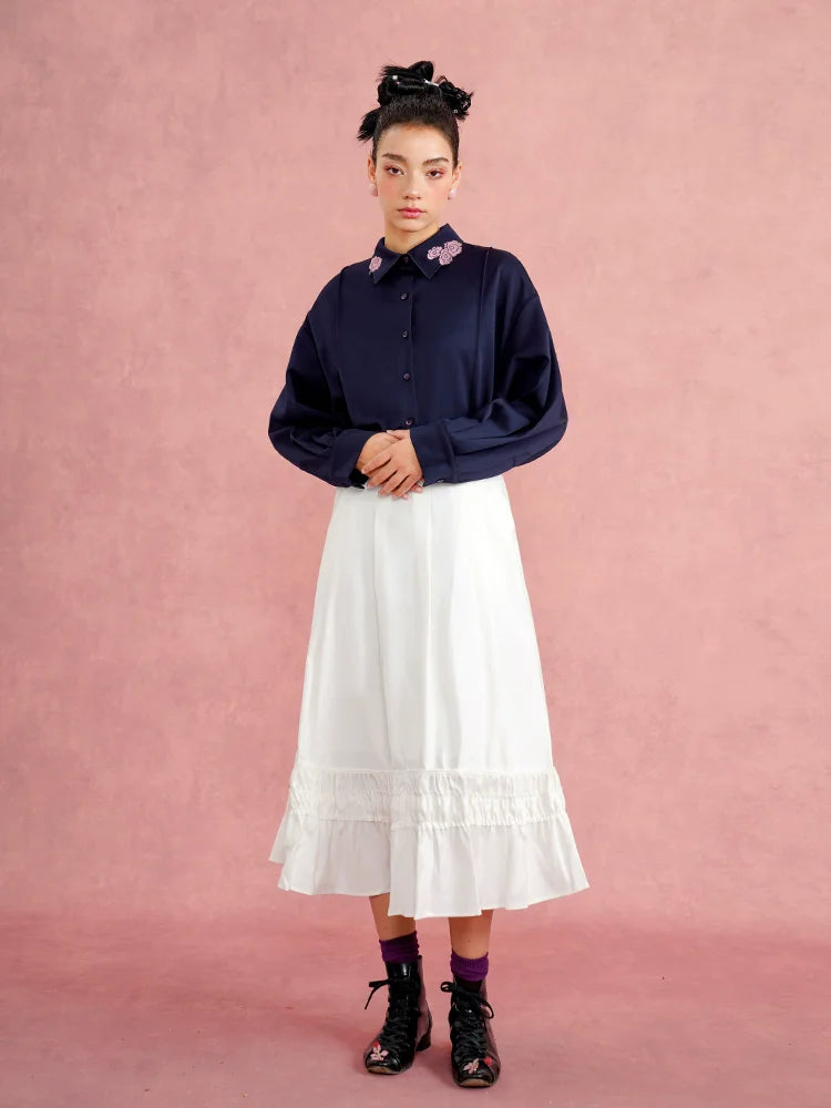 Petticoat Dream Elegant Pleated Flowing White Skirt