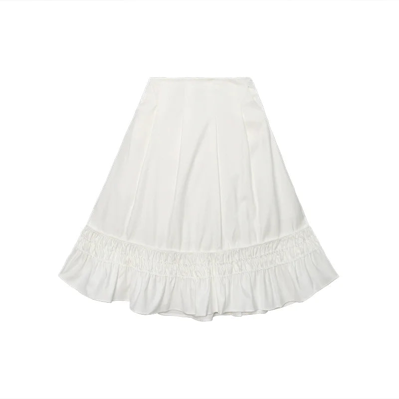 Petticoat Dream Elegant Pleated Flowing White Skirt
