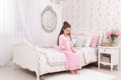 Mother & Daughter Matching Cotton Nightgown Set | Apple Blossom Pink Heirloom Sleepwear | Full Sleeve