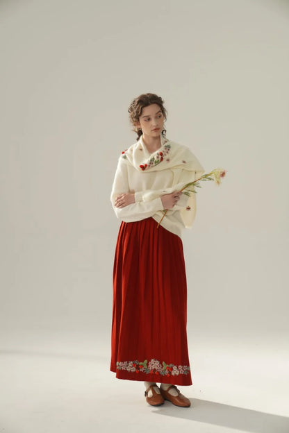 Annette Cashmere Sweater & Scarf Set, Purple