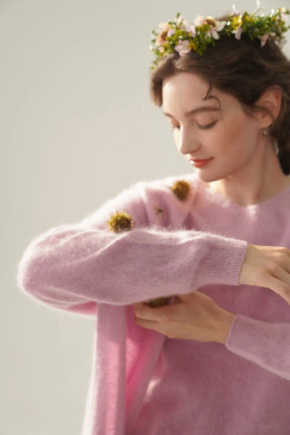 Annette Cashmere Sweater & Scarf Set, White