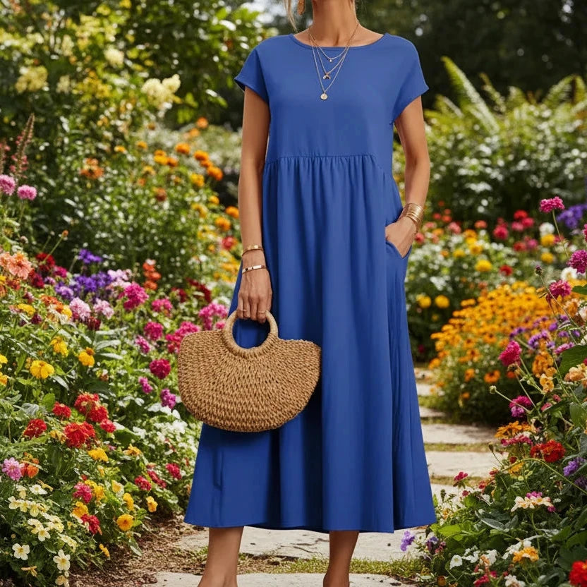 Bridgette Short Sleeve Cotton Pocket Dress