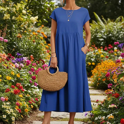 Bridgette Short Sleeve Cotton Pocket Dress