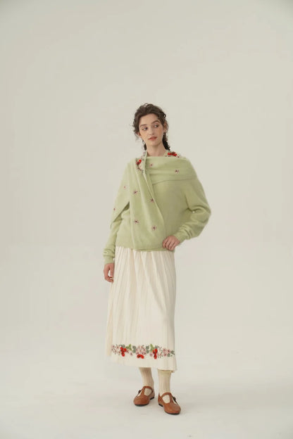 Annette Cashmere Sweater & Scarf Set, Purple