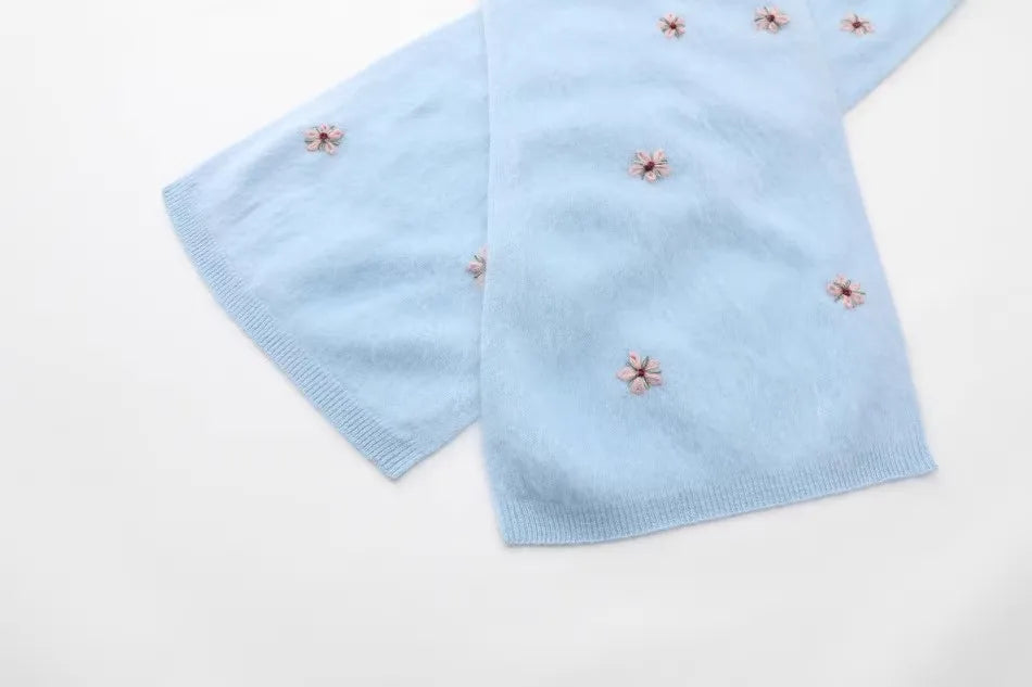 Annette Cashmere Sweater & Scarf Set, White