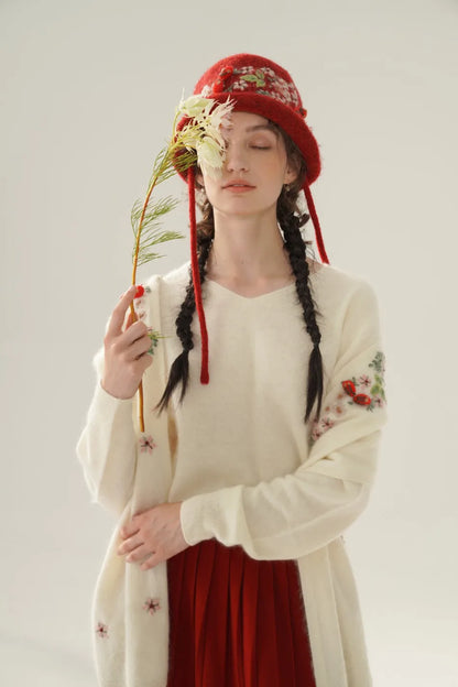 Annette Cashmere Sweater & Scarf Set, Purple