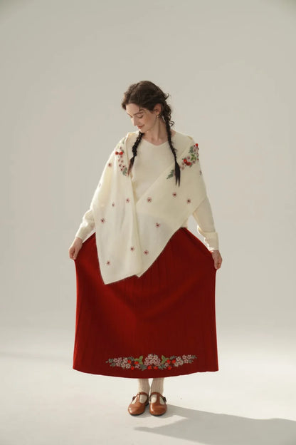 Annette Cashmere Sweater & Scarf Set, Purple