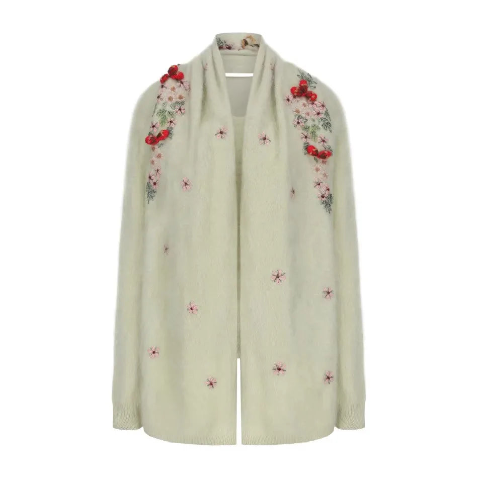 Annette Cashmere Sweater & Scarf Set, White