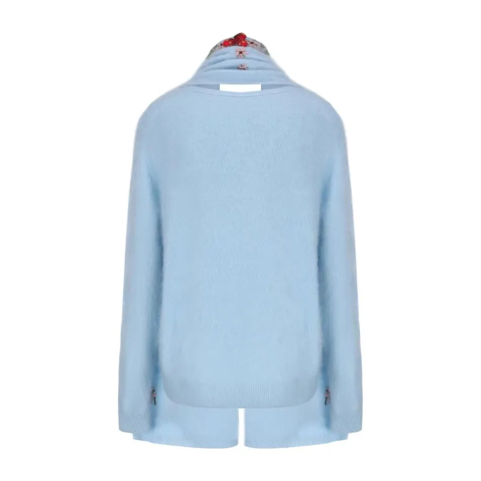 Annette Cashmere Sweater & Scarf Set, White