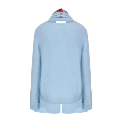 Annette Cashmere Sweater & Scarf Set, Purple