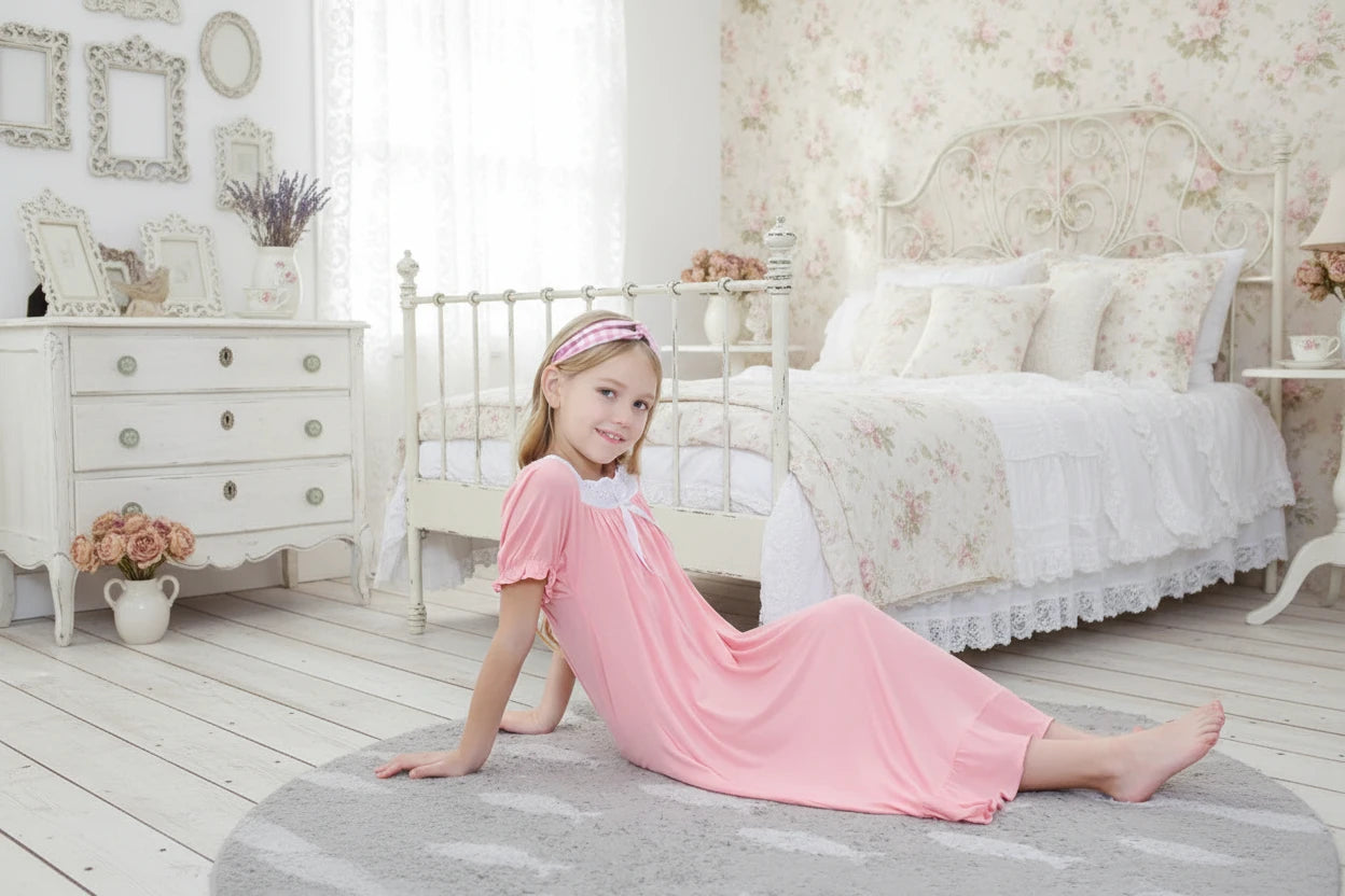 Mother & Daughter Matching Cotton Nightgown Set | Victorian Heirloom Sleepwear | Full Sleeve Maxi