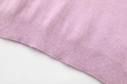 Annette Cashmere Sweater & Scarf Set, Purple