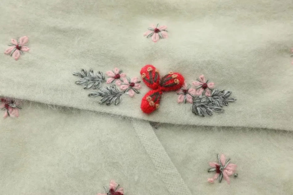 Annette Cashmere Sweater & Scarf Set, White