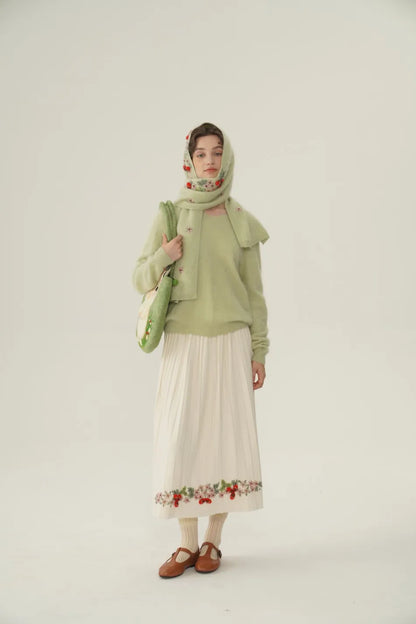 Annette Cashmere Sweater & Scarf Set, Purple