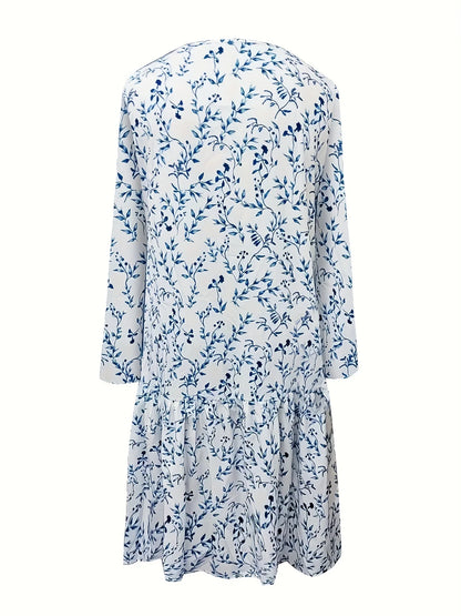 Blue Floral Country Pocket Dress