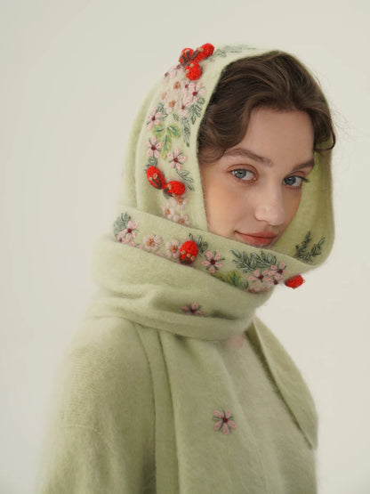 Annette Cashmere Sweater & Scarf Set, Purple