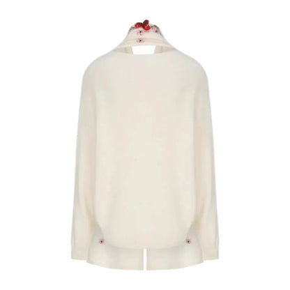 Annette Cashmere Sweater & Scarf Set, Purple