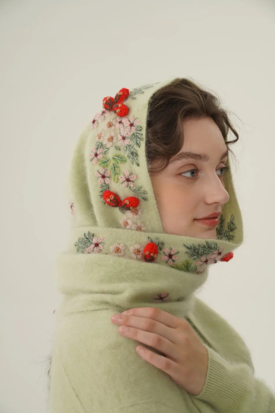 Annette Cashmere Sweater & Scarf Set, White