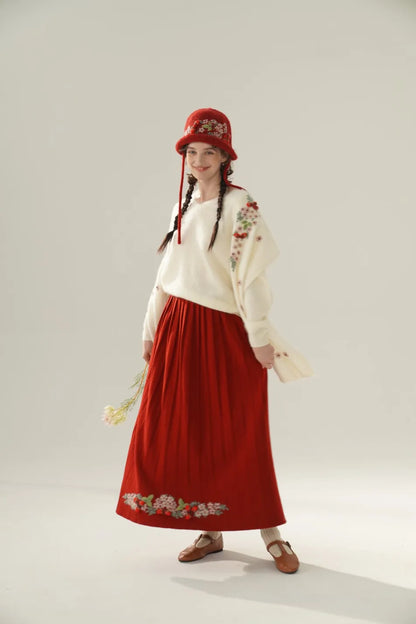 Annette Cashmere Sweater & Scarf Set, Purple