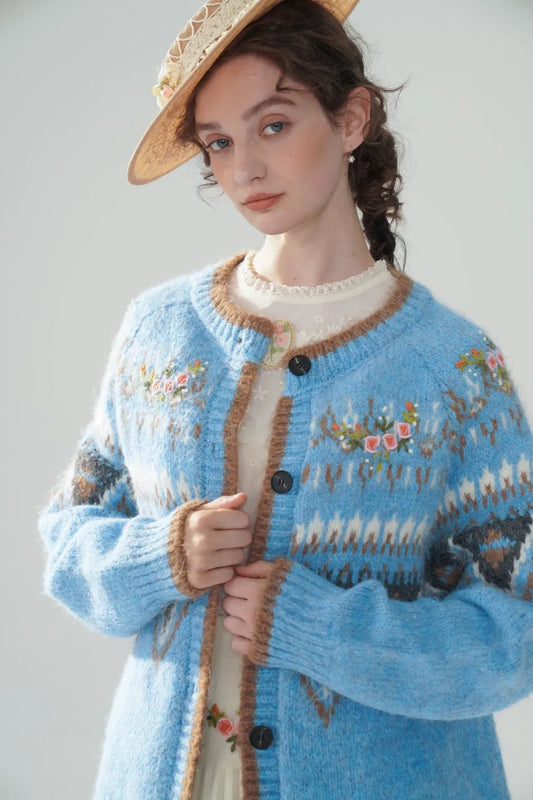 Fair Isle Blue Cashmere Sweater