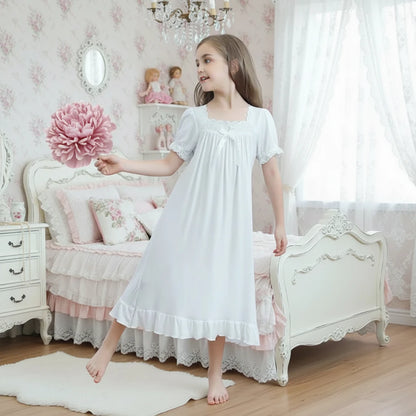 Mother & Daughter Matching Cotton Nightgown Set | Victorian Heirloom Sleepwear | Full Sleeve Maxi