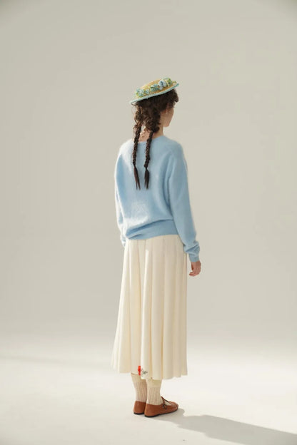 Annette Cashmere Sweater & Scarf Set, Purple