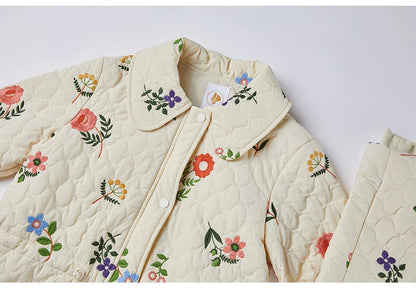 Sweet Jane Embroidery Cotton Quilted Coat & Skirt set