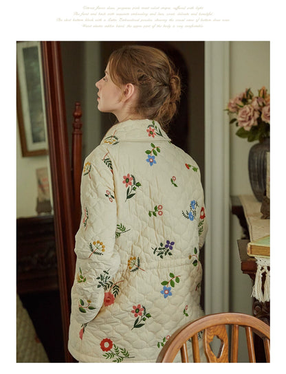 Sweet Jane Embroidery Cotton Quilted Coat & Skirt set