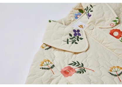 Sweet Jane Embroidery Cotton Quilted Coat & Skirt set