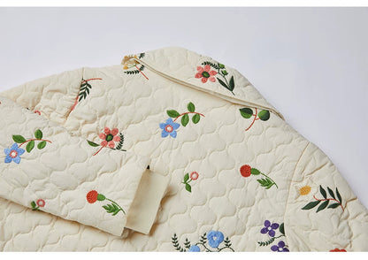 Sweet Jane Embroidery Cotton Quilted Coat & Skirt set