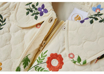 Sweet Jane Embroidery Cotton Quilted Coat & Skirt set