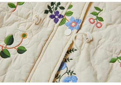 Sweet Jane Embroidery Cotton Quilted Coat & Skirt set